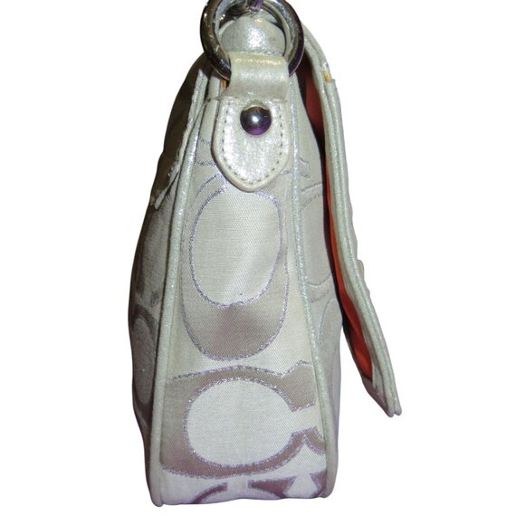 Coach  2011 Poppy Signature C Metallic Canvas & Leather Messenger Flap Satchel - Picture 4 of 15